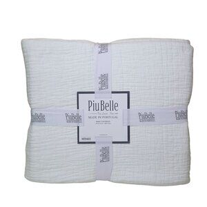 PiuBelle King Coverlet 104"x94" White 100% Cotton Textured Made In Portugal